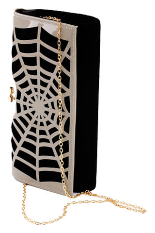 Show Story Gray Spider Web Clutch