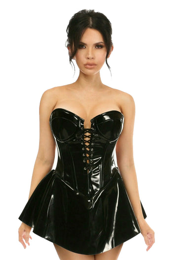 Top Drawer Premium Black Patent Steel Boned Corset Dress