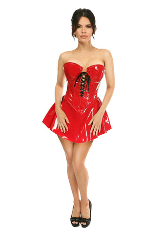 Top Drawer Premium Red Patent Steel Boned Corset Dress