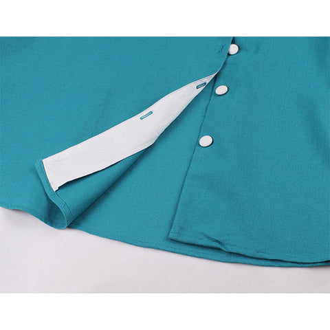 Atomic 1950s Blue Buttoned Vintage Midi Dress