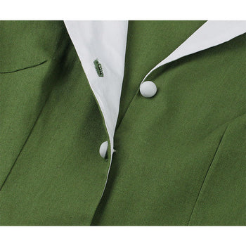Atomic 1950s Dark Green Buttoned Vintage Midi Dress