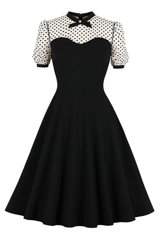 40s 50s 60s Formal Flare Swing Dress Patchwork Black Retro Vintage Party Sundress Cocktail Pin Up A Line Tunic Dresses 
