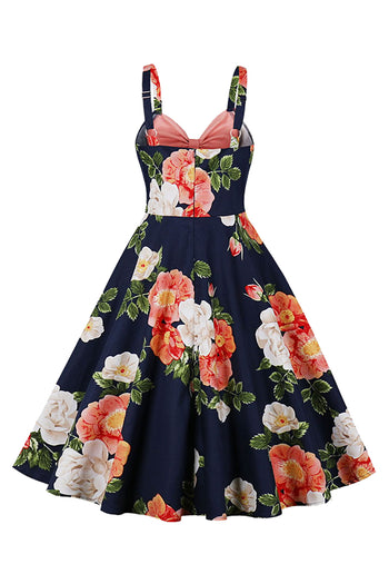 Atomic Blue and Pink Floral Summer Vintage Dress