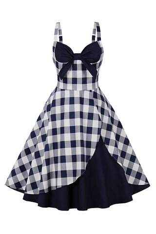 Atomic Blue Checkered Summer Vintage Dress