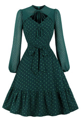 Atomic Green Vintage Sashed Swiss Dotted Dress