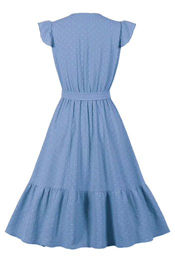 Atomic Light Blue Summer Swiss Dot Tunic Dress