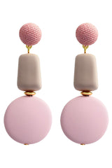Atomic Pink Big Button Drop Earrings | Geometric Earrings