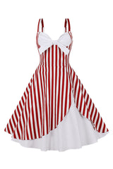 Atomic Red Striped Summer Vintage Dress