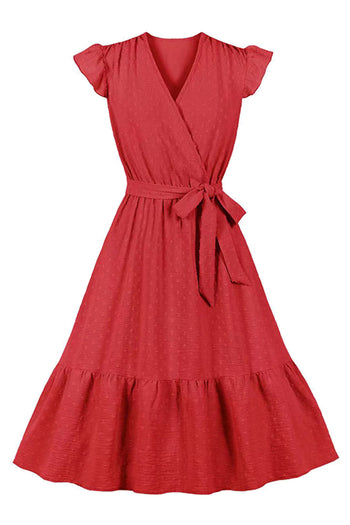 Atomic Red Summer Swiss Dot Tunic Dress