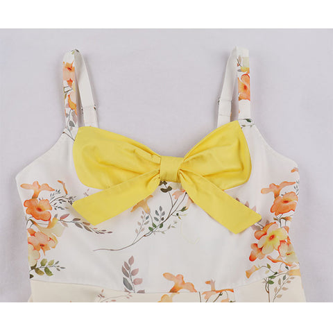 Atomic White and Yellow Floral Summer Vintage Dress