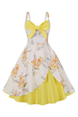 Atomic White and Yellow Floral Summer Vintage Dress