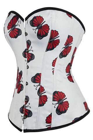 Atomic White Butterfly Overbust Corset