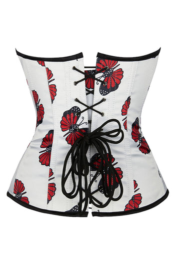 Atomic White Butterfly Overbust Corset
