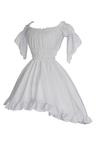 Atomic White Vintage Puff Elastic High-Low Dress