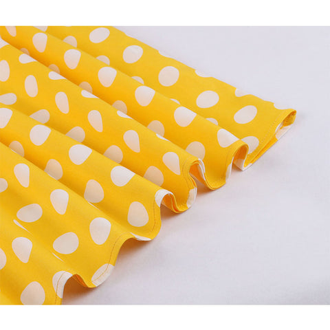 Atomic Yellow 1950s Buttoned Polka Dot Dress