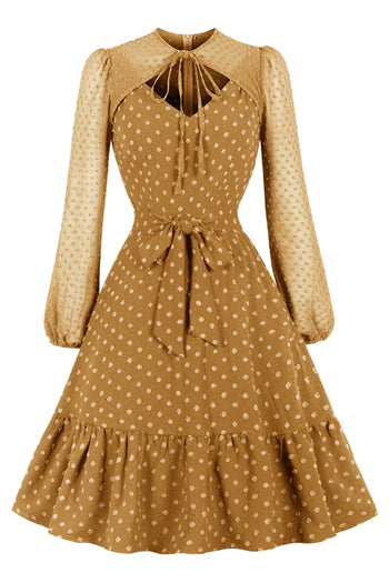 Atomic Yellow Vintage Sashed Swiss Dotted Dress