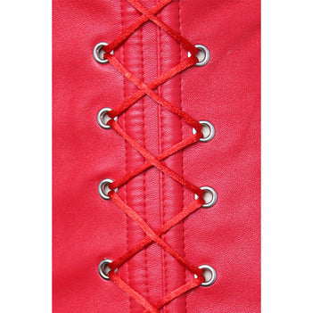 Atomic Red Faux Leather Vest Corset
