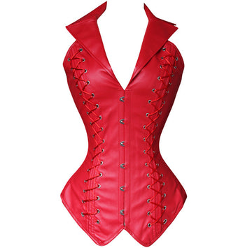 Atomic Red Faux Leather Vest CorsetAtomic Red Faux Leather Vest Corset