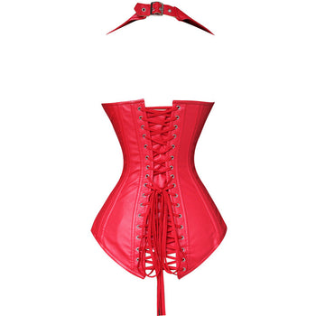 Atomic Red Faux Leather Vest Corsetv