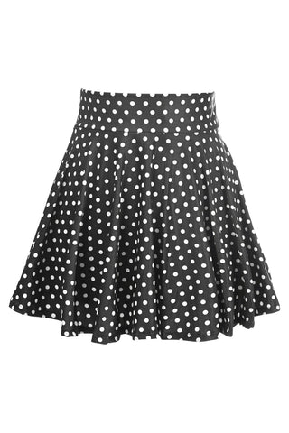 Premium Black Polka Dot Stretch Lycra Skirt